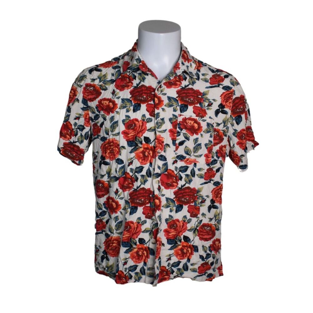 Urban Outfitters Short Sleeve Button Up Shirt Floral Roses Mens Large